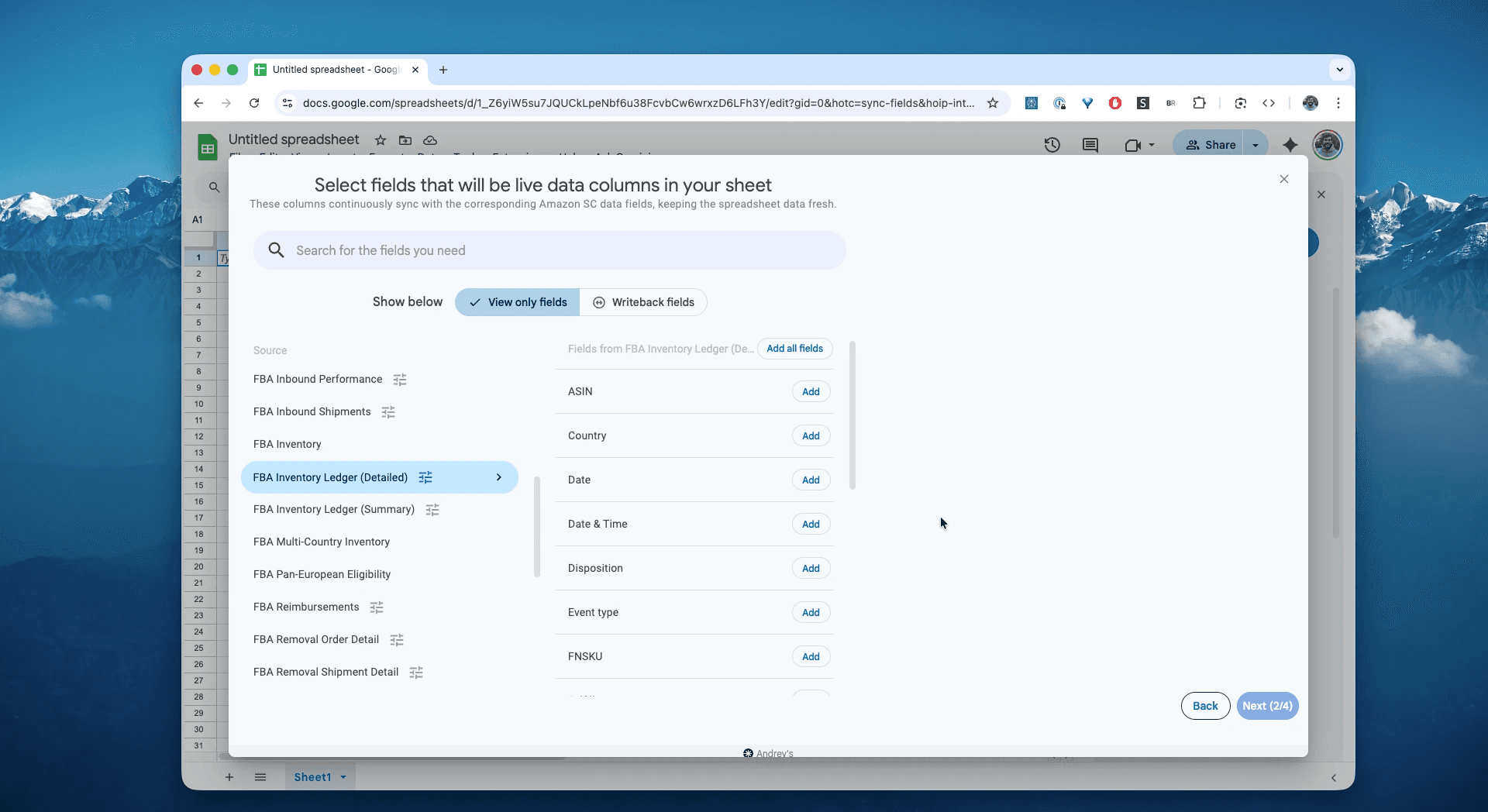 Select the FBA Inventory Ledger (Detailed) report in Hopted