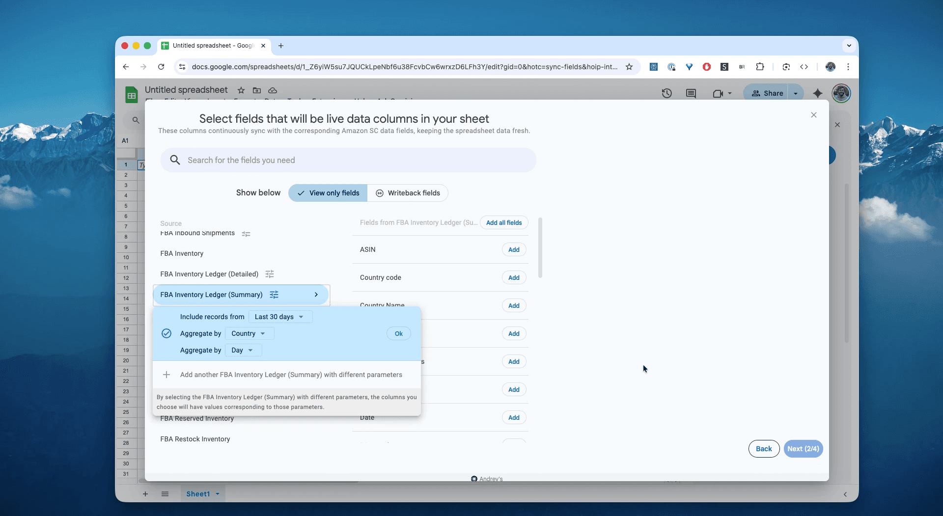 Select the FBA Inventory Ledger (Summary) report in Hopted