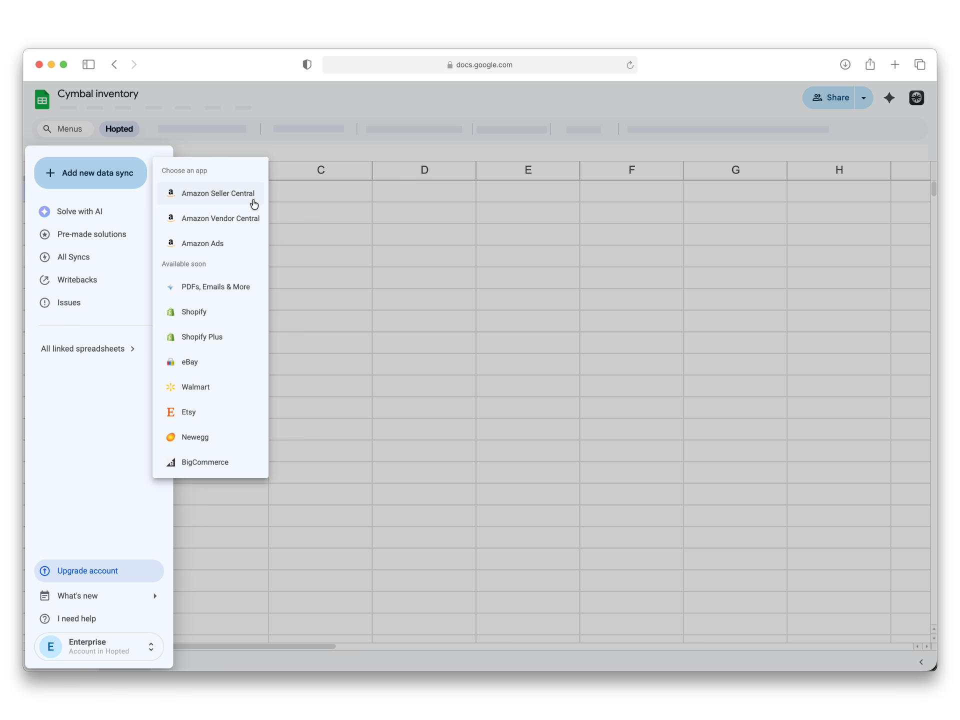 Connect Amazon accounts to Google Sheets