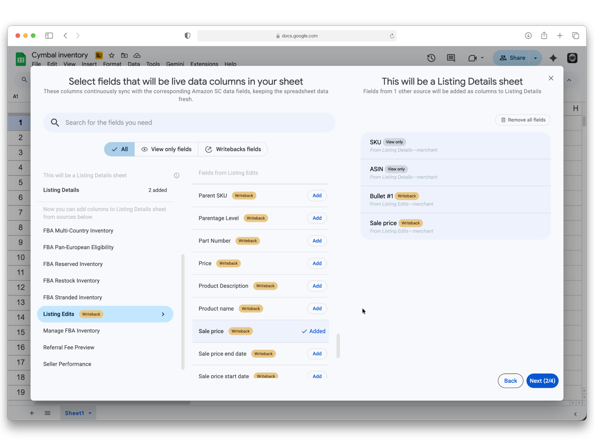 A master reference set of Amazon listing attributes